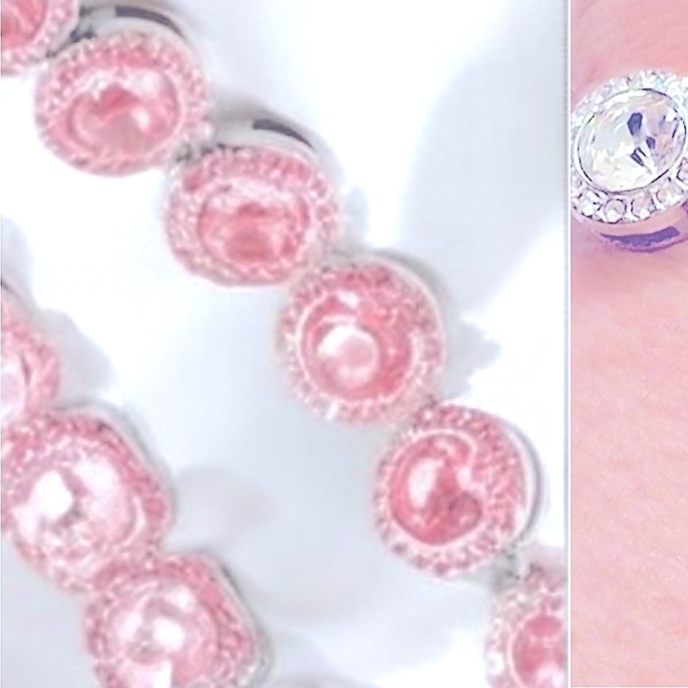 Beautiful Pink Round CZ Rhinestone Bracelet (1) NEW in  Package 7”~8”Fits Avg sz